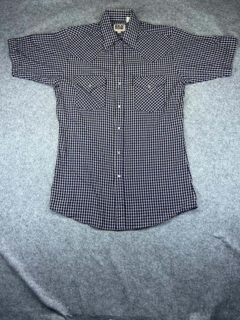 Pearl Snap Western Shirt Ely Cattleman Short Sleeve Men's S Cowboy Farm Rancher